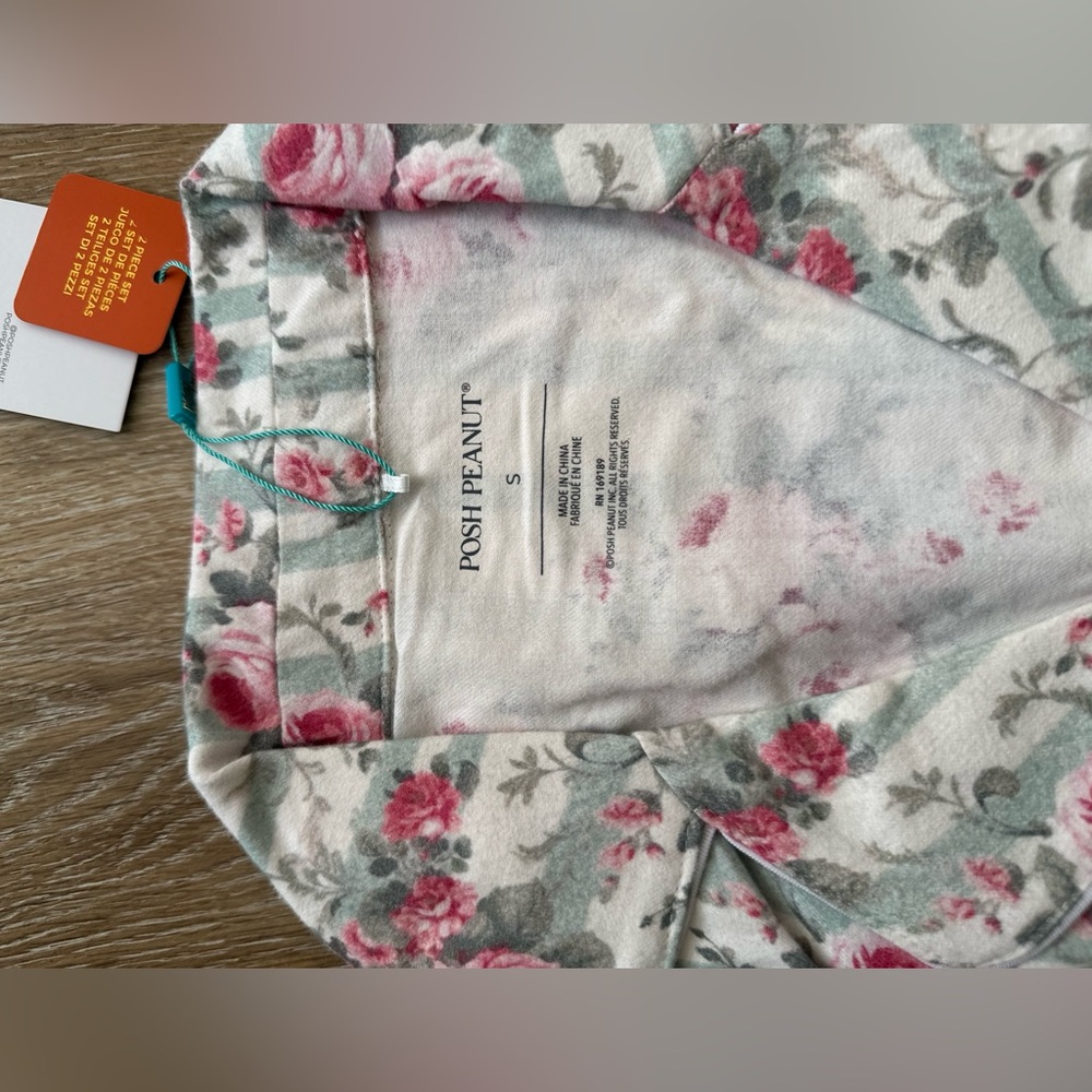 NWT Posh Peanut Pink and Green Floral Pajama Set - Picture 4 of 8